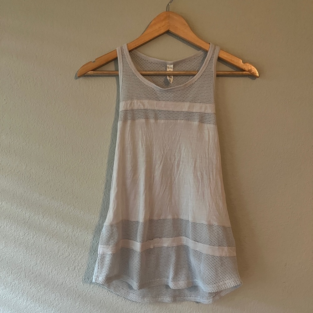 ALO Ella Mesh Tank Gray Racerback Top Small